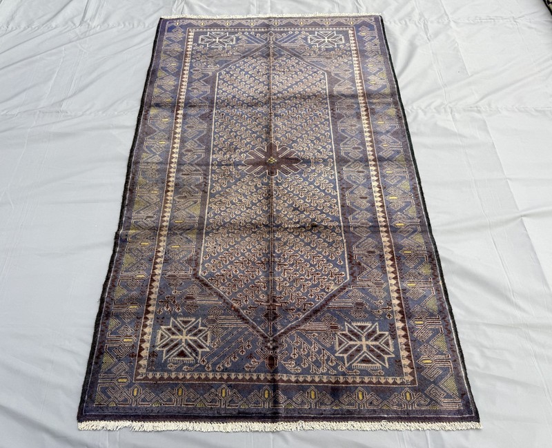 Antique Afghan Baluchi Area Rug 4x7 Blue Handmade Persian Style Oriental Carpet gallery