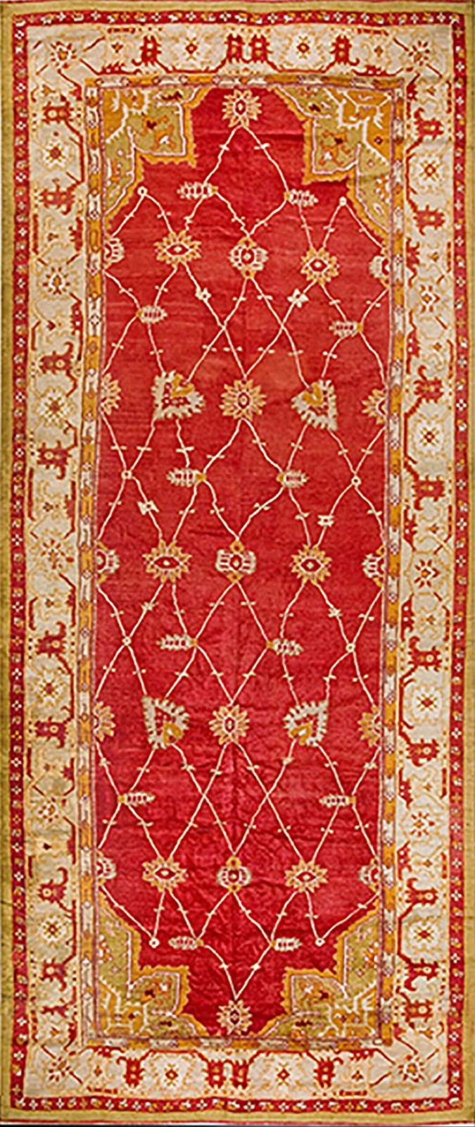 9'x21' Large Scale Arts and Crafts Design Antique Red Turkish Oushak Rug gallery