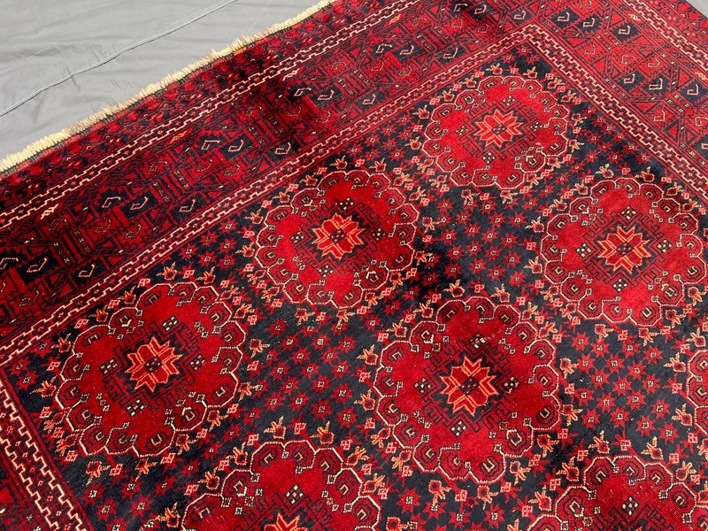 6'8x8'9 ft Turkoman All-Over Floral Rosette Gul Handknotted Wool Vintage Rug gallery