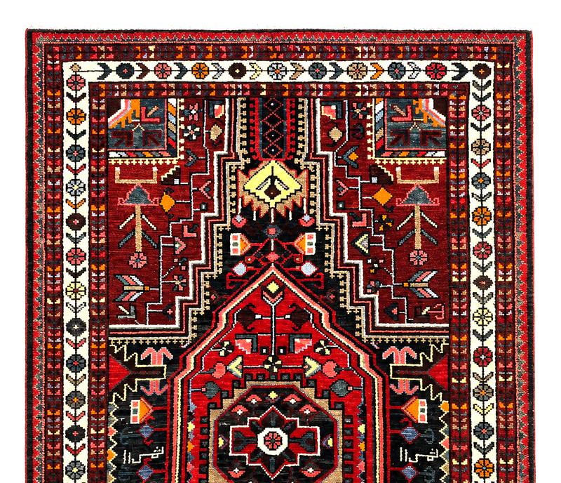 Vintage Tuyserkan Tribal Wool Rug 4x6 Hand Knotted Oriental Navy Blue Geometric gallery
