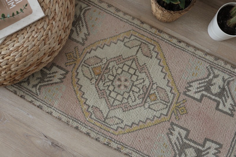 2x3 Vintage Oushak Rug, Hand Knotted Wool Turkish Small Area Mat Anatolian gallery