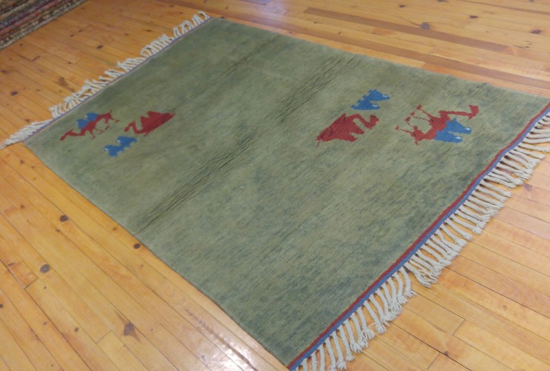 Genuine Vintage 1940-1950s Natural Dyes Wool Pile,Gabbeh Rug 3’9” x 6’ gallery