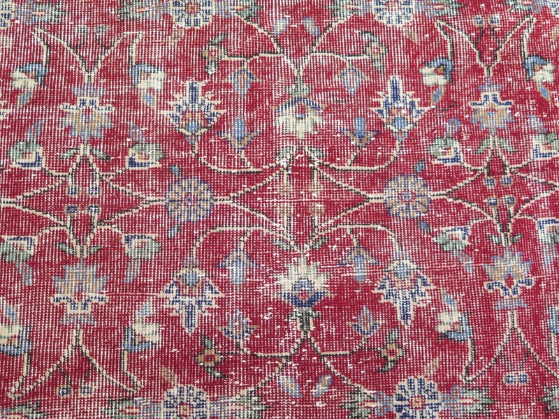Area Rug Vintage Rug Handmade Red Turkish Carpet 6x9 Rug Wool Large Rug 69"x103" gallery