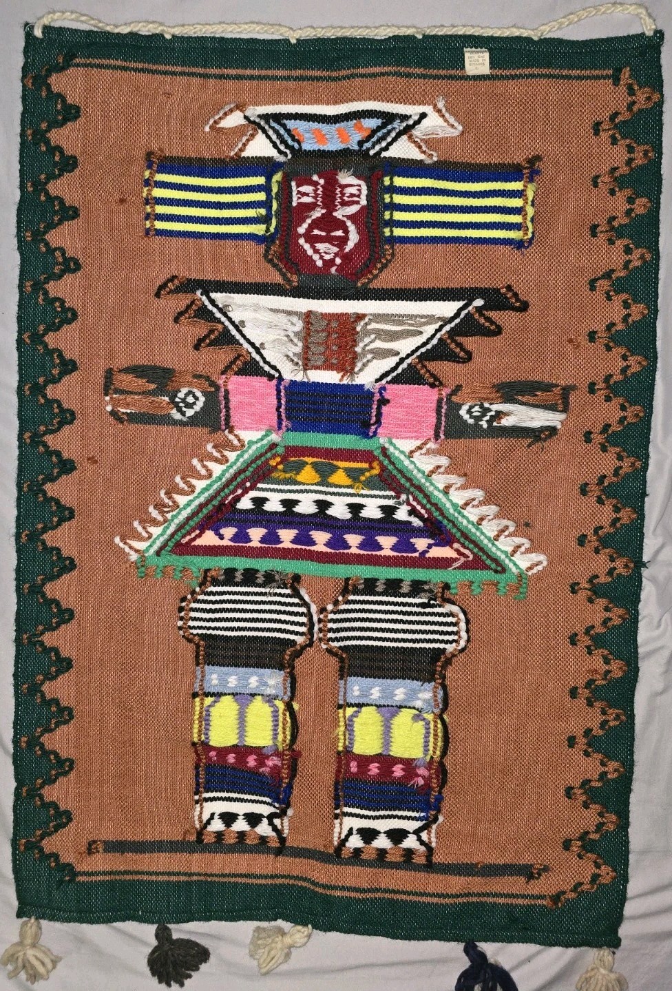 Vintage Artesanias Gladys Wool Made In Ecuador Flat Weave Kilm 25.5"x38" gallery