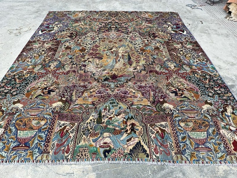 300 X 350 COLLECTORS’ ITEM Vintage Laila Majnun With Shigargah Kashmar Area Rug gallery