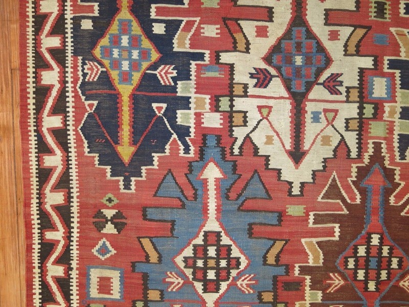 Antique Caucasian Avar Kilim Size 4'10''x9'1' gallery