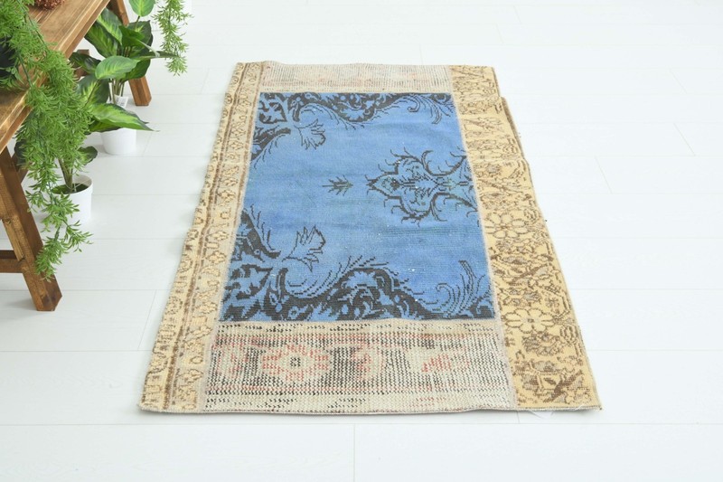 Turkish Small Runner Rug 2x5 Hand-Knotted Vintage Oushak Oriental Rug Carpet,748 gallery