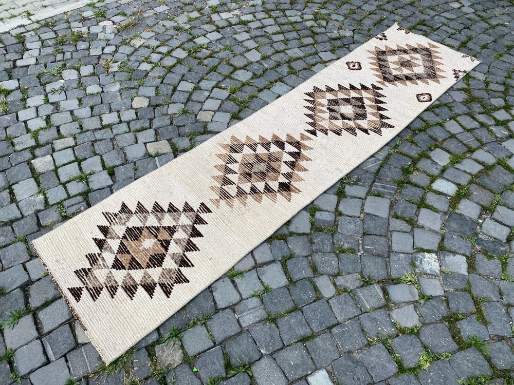 Bohemian rugs, Runner rug, Handmade, Turkish rug, Vintage, Wool | 2,1 x 9,0 ft