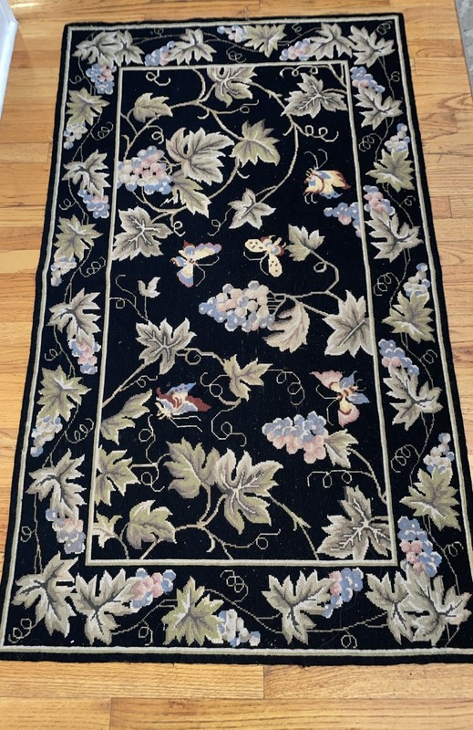 Beautiful VTG Handmade Needlepoint Tapestry Rug/Wall Hanging 34 X58” Butterfly gallery