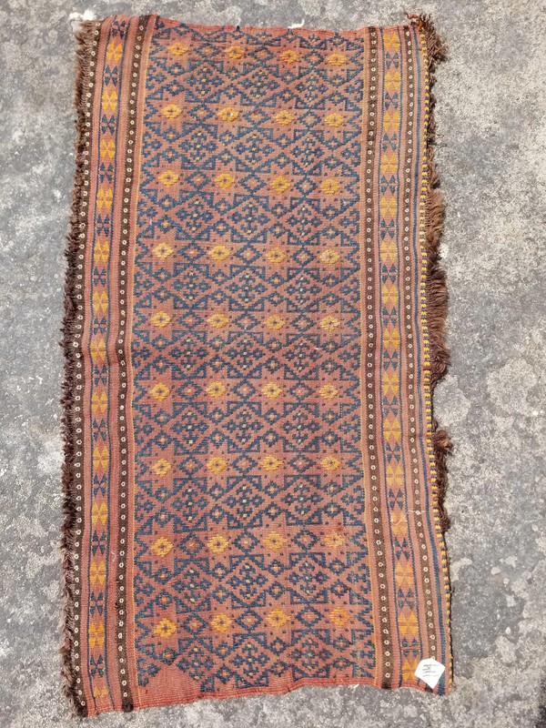 Vintage Traditional Handmade Middle Eastern Wool Multicolor Kilim 2.9x1.5 ft gallery