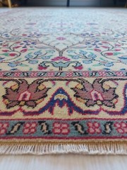 5×7 Antique Oushak Carpet Rug, Art Deco Geometric Rug, Floral Garden Kitchen Rug