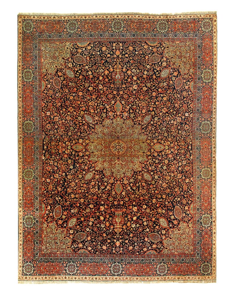 Navy Blue Fine Hand Knotted Antique 13'7'' X 17'11''