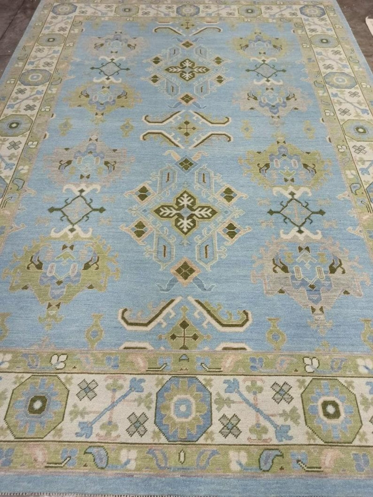 Vintage Turkish Oushak Rug, Beige 9X12 ft, Handmade Wool, Bohemian Anatolian gallery