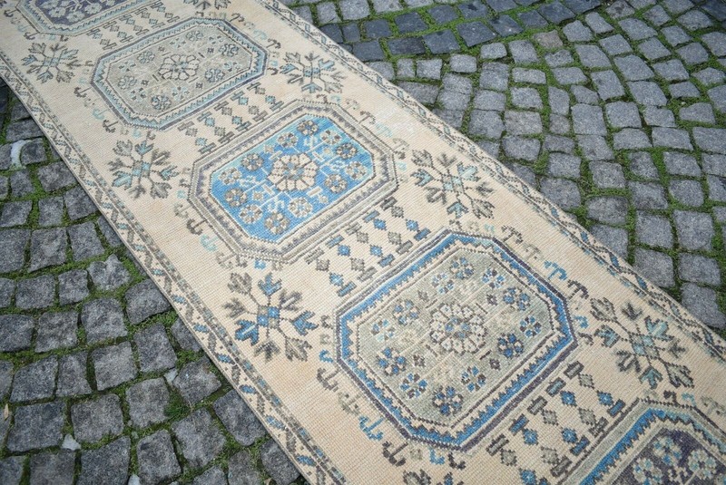 Vintage Turkish Rug 36'' x 144'' Muted Dye Oushak Rug Hand-knotted Hallway Rug gallery