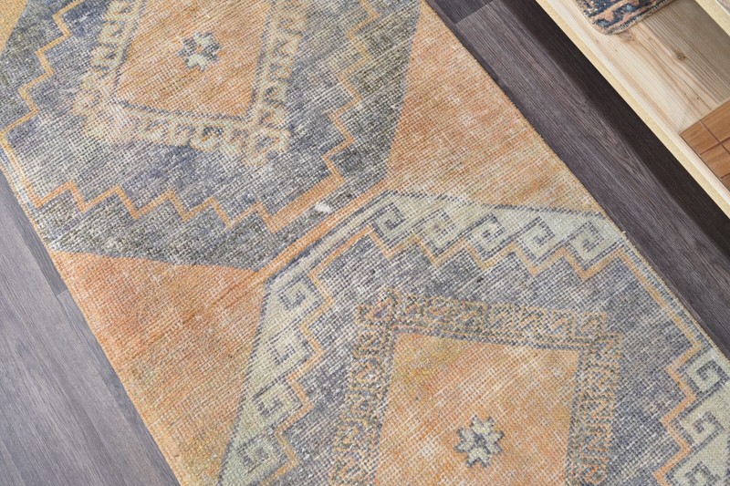Vintage Turkish Runner Rug 3x10ft Wool Anatolian Handmade Hallway Oushak ORANGE gallery