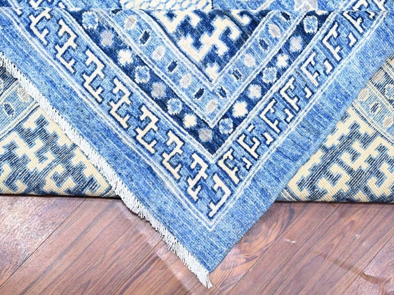 12'x15'4" Dodgers Blue Washed Out Khotan and Samarkand Inspired Angora Pile Rug gallery