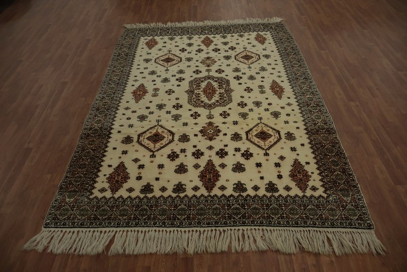 Traditional Moroccan Area Rug 7x10 Hand-knotted Wool with Ornate Floral Design gallery