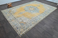 Oushak Turkish Vintage Rug 8×11 Kilim Rug Anatolian Handmade Boho Decor ORANGE