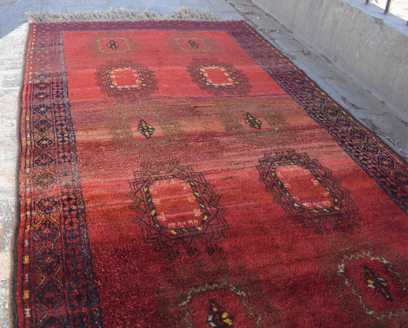 4x6 Antique Handmade Afghan Red Bukhara Rug Persian Oriental High Pile Area Rug gallery