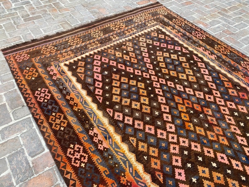 8.3x13.3 Afghan Kilim Rug Turkish Style Terracotta Geometric Handmade Flatweave gallery