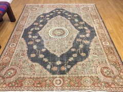 Vintage Turkish Handmade Rug 7×9 ft Oushak Style Floral Medallion Area Rug