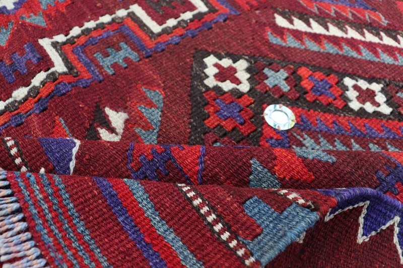 Antique Afghan Hand Woven Tribal Moqari Kilim Rug 9'8 x4'6 Ft gallery