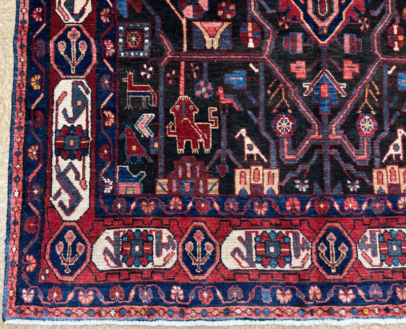 5x10 Tribal Nahavand Wool Hand Knotted Runner Rug Navy Blue Red Oriental Carpet gallery