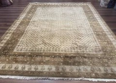 Indo Per’sian Rug, Allover Pattern, Beige, Wool Handmade Carpet