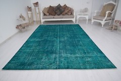 Oversize Vintage Turkish Rug 7×11, Large Oushak Area Rugs, Faded Wool Carpet 251