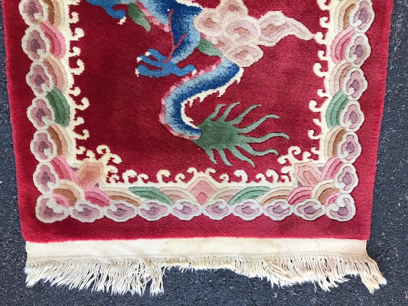 Antique Chinese Oriental Rug 24 X 39” Lovely Small Size gallery