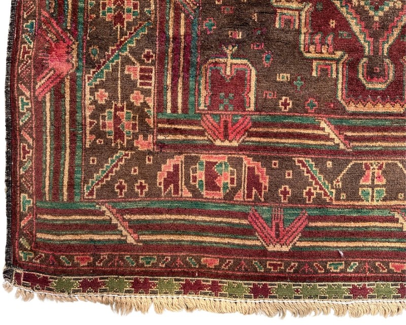 Afghan Baluchi Traditional Rug 3'9 x 6'5 ft – Vintage Hand Knotted Wool Carpet gallery