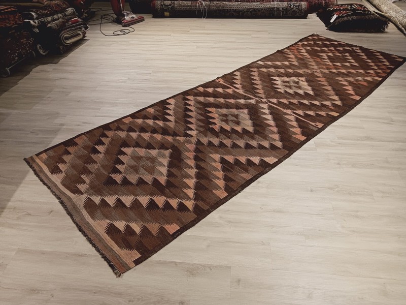 ESATATE CIRCA 1960 5'x14' RUNNER KILIM REVERSIBLE FLAT-WEAVE WOOL RUG 582529 gallery