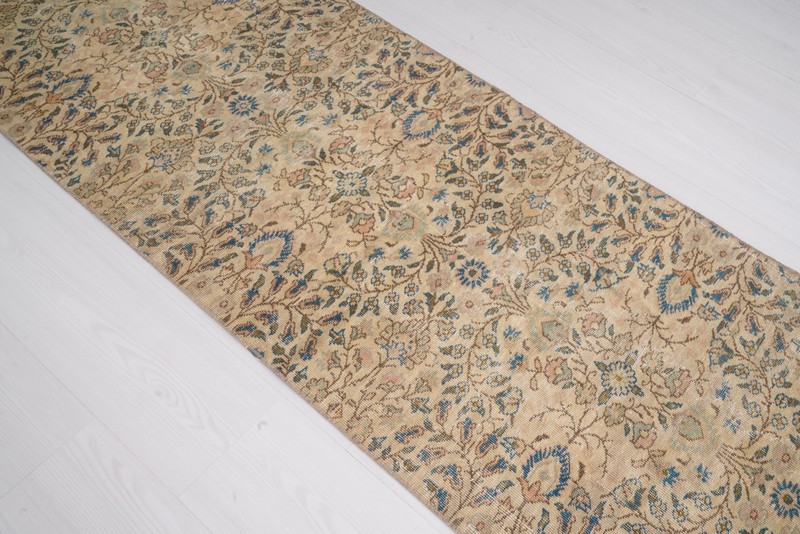 2x9 Turkish Vintage Neutral Runner Handmade Oushak Faded Carpet Runner Rug 523 gallery