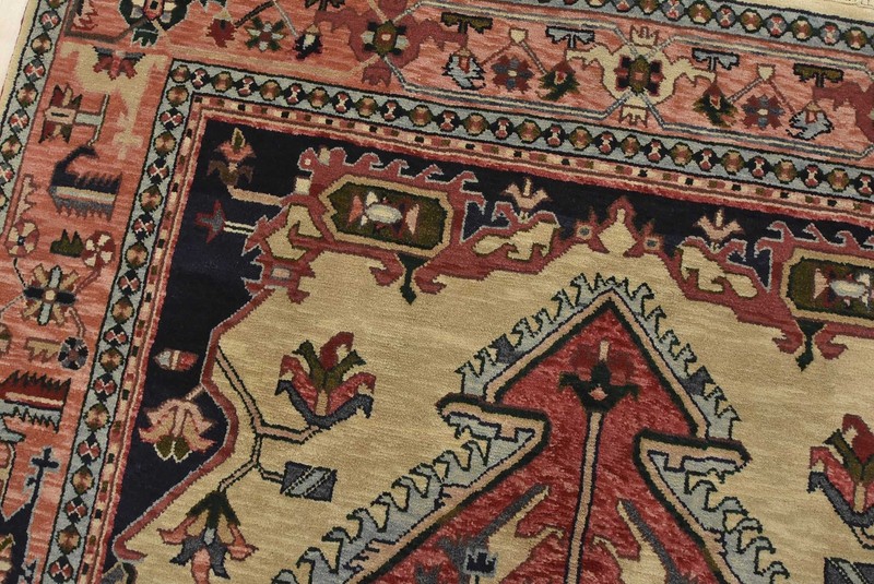 Heriz Rug 5’11” x 8’9” Beige Wool Vintage Traditional Hand-Knotted Carpet gallery