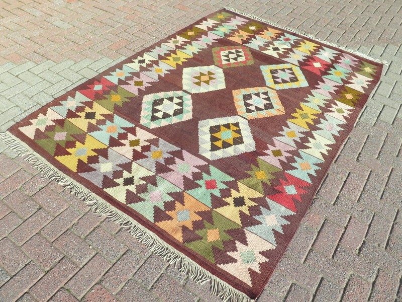 Antique Turkish Wool Rug, Afion Kilim, Area Rugs Kelim 68"X95" Floor Rug, Carpet gallery
