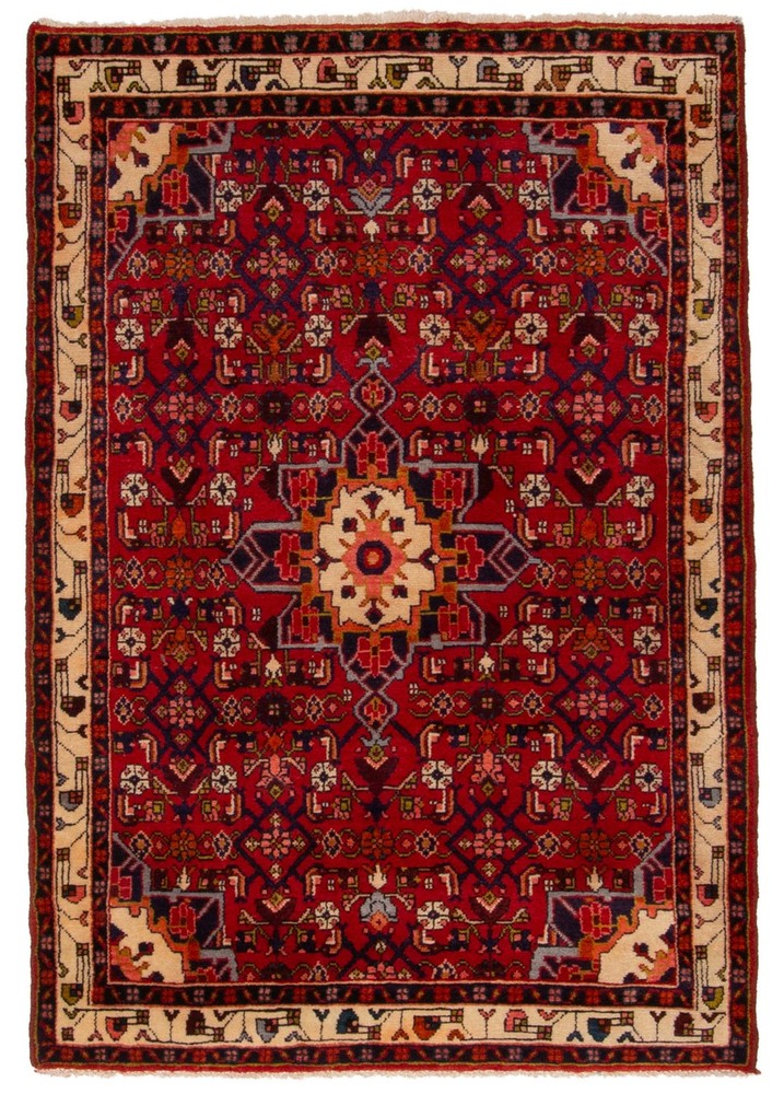 Vintage 3'7" x 5'1" Traditional Hand Knotted Vegetable Dye Wool Area Rug