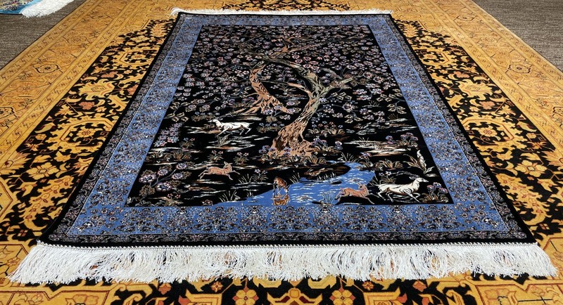 Silk Rug 3 x 5 Feet Animals Floral Pattern Tree Of Life Design Premium Quality gallery