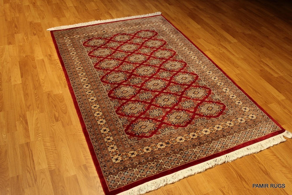 _HAND_MADE_4 X 6 FT. Bukhara Turkmen New 100% natural wool fine weave red *RUG*