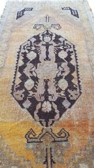 Antique Prayer Rug, Black Beige Oushak Carpet Rug Hand Knotted Wonderfull Rug