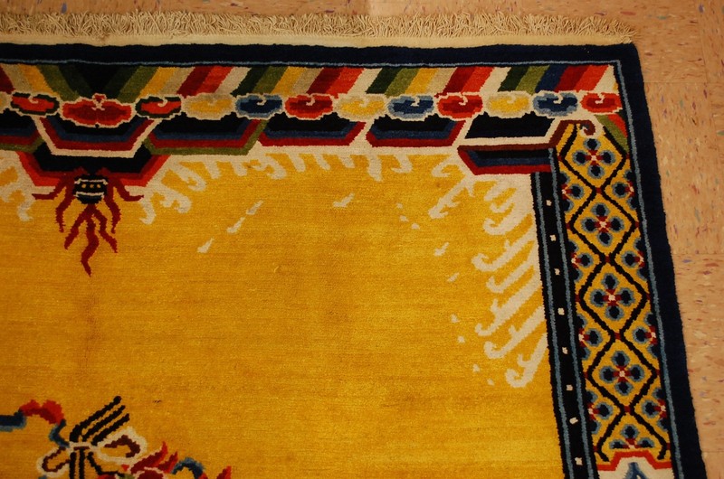SEMI ANTIQUE MINT ART DECO DRAGON DESIGN CHINESE BEIJING RUG 6x8.2 ROOM SIZE gallery