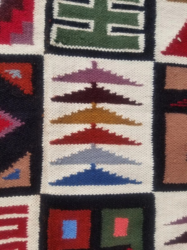 Vintage Traditional Handmade Peruvian Wool Blue Kilim 4.10x3.6ft gallery