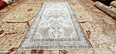 Antique Cr1930-1949’s Natural Dye Distressed Wool Pile Oushak Area Rug 3’8″×6’9″