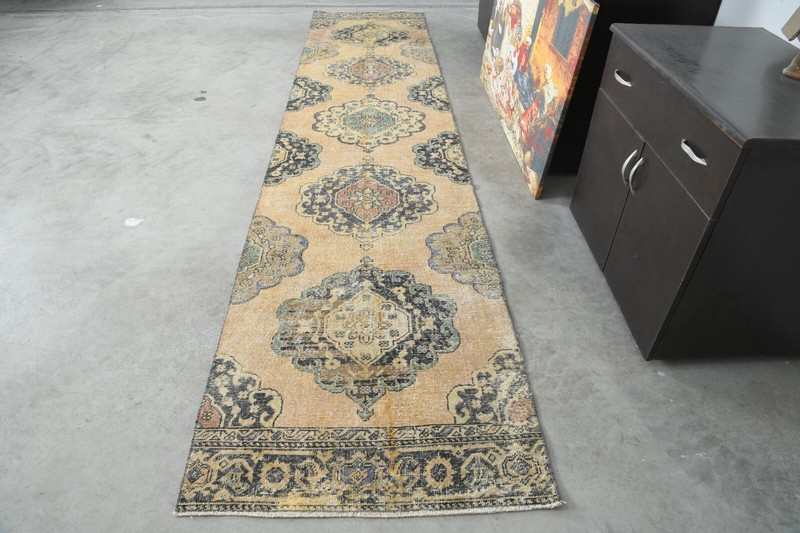 Oushak Runner Rugs Turkish Hand-Knotted Hallway Carpet Vintage Rug 3x13 ft 423 gallery