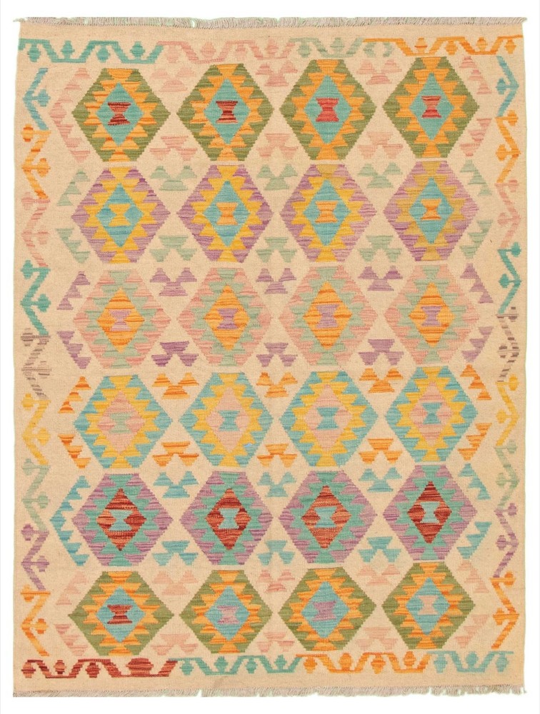 Vintage Hand Woven Area Rug 4'8" x 6'7" Traditional Wool Oriental Carpet