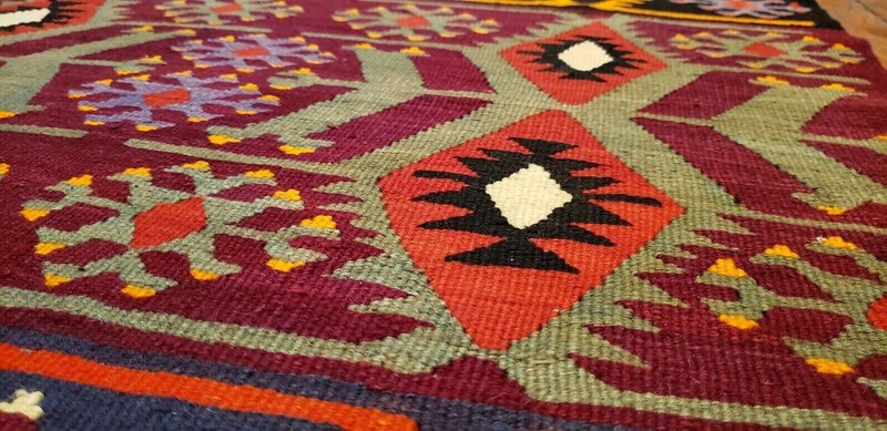 3x12ft Flat-woven Handmade Kilim Runner Rug | Decorative Runner Rug 3x12ft gallery