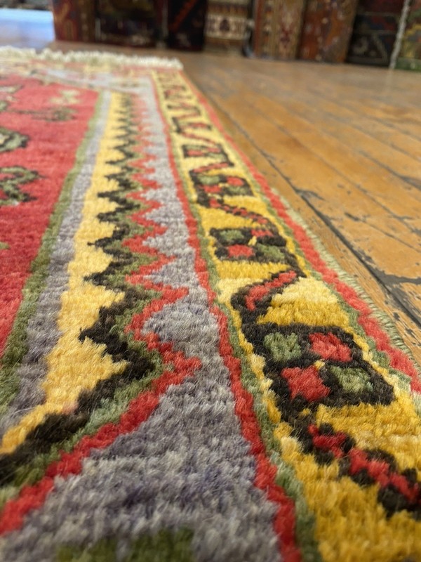 Beautiful Antique 1940-1950's Wool Pile Henna Dye Tribal Runner Rug 1’10”x4’6” gallery