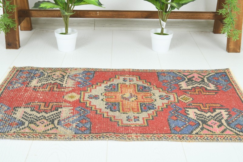 Turkish Door Mat Small Rug 2x3 Hand-Knotted Vintage Oushak Mini Rug Carpet,896 gallery