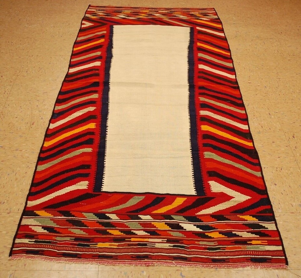 OLD,ANTIQUE RARE,FINE WOVEN CAUCASIAN KILIM FLAT WOVEN RUG3'7"x6'4" NATURAL DYES