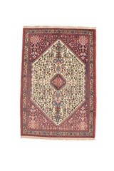 Hexagon Medallion Geometric Oriental 4′ 3″ x 6′ 5″ Pink Hand Knotted Area Rug