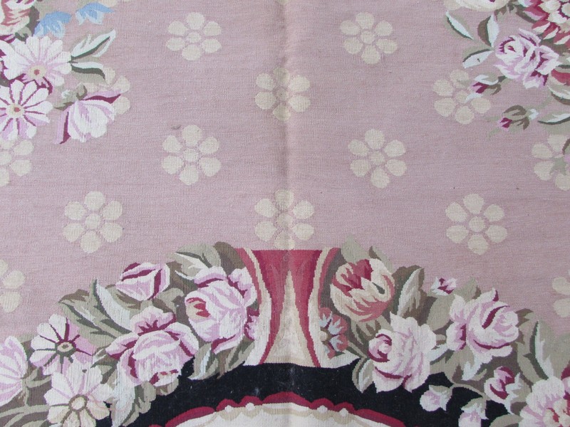 Old Hand Made French Design Wool Burgandy Mauve Original Aubusson 368X281cm gallery